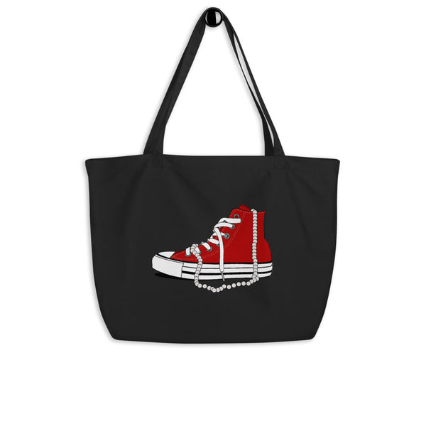 Chucks and Pearls - Large organic tote bag