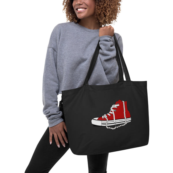 Chucks and Pearls - Large organic tote bag