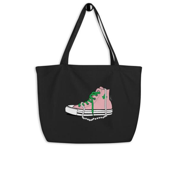 Chucks and Pearls - Large organic tote bag