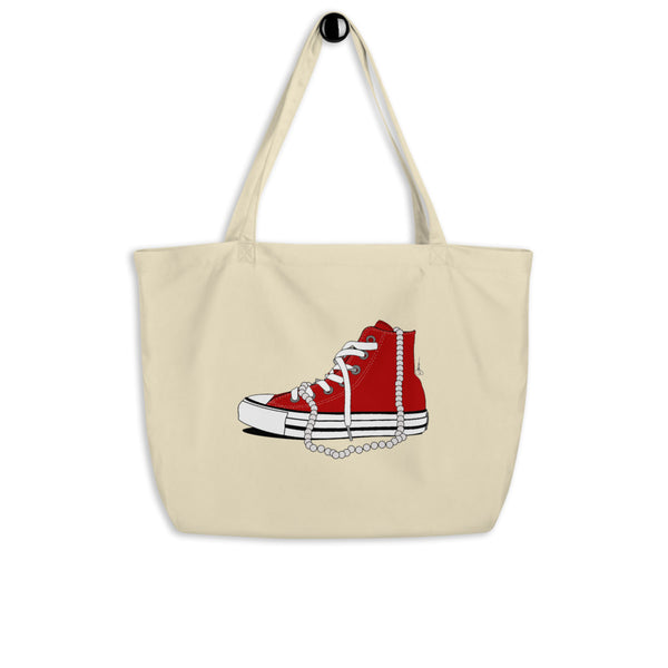 Chucks and Pearls - Large organic tote bag