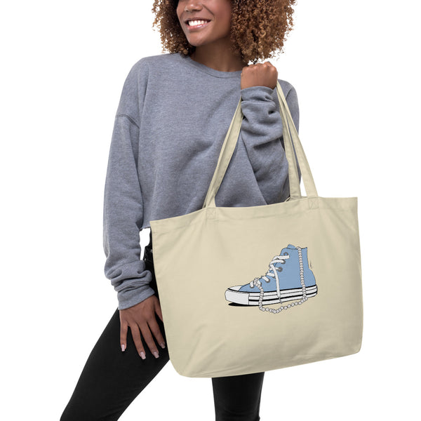 Chucks and Pearls - Large organic tote bag