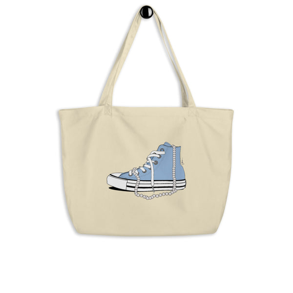 Chucks and Pearls - Large organic tote bag