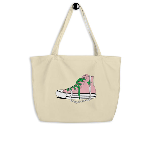 Chucks and Pearls - Large organic tote bag