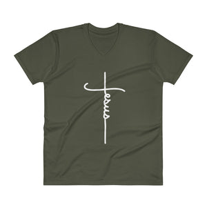 Jesus Cross - V-Neck T-Shirt - Quotable Tees Online